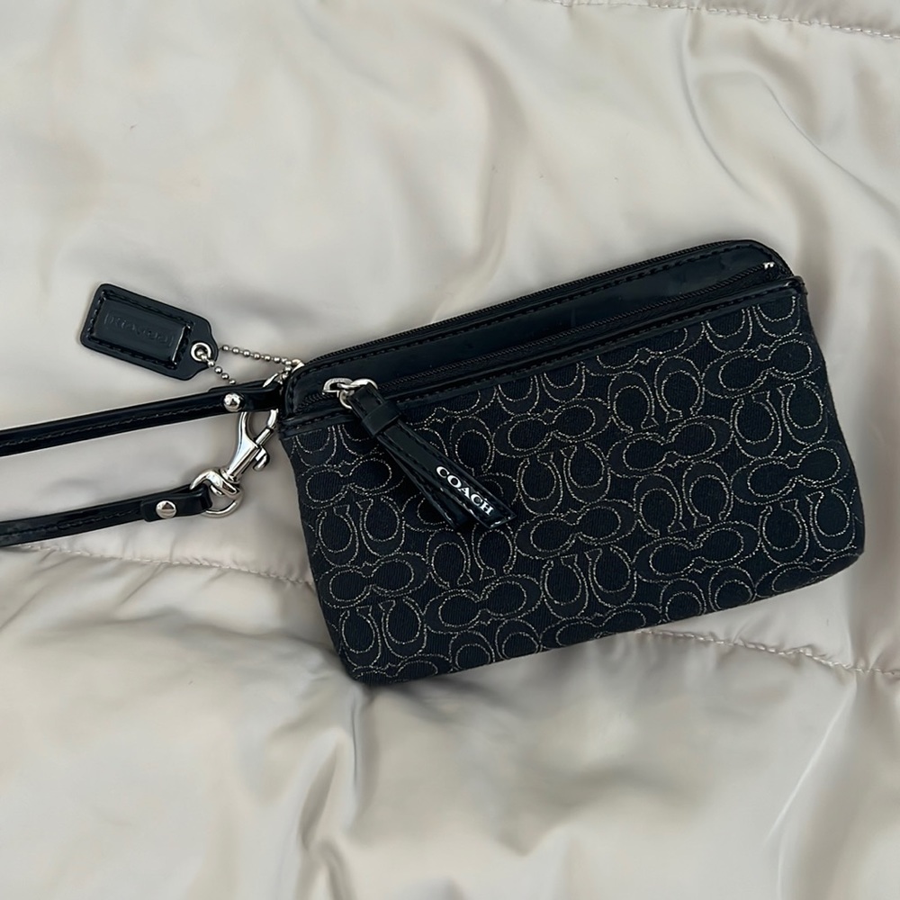 Black Coach Logo wristlet